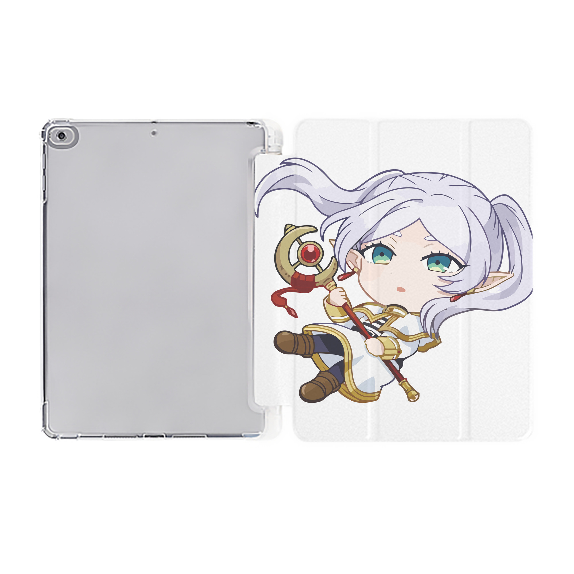 （画像用） 葬送のフリーレン Frieren IPad ケース ペン収納付き 三つ折りスタンド PUレザー×シリコン 対応機種9.5/10.5/10.9インチ